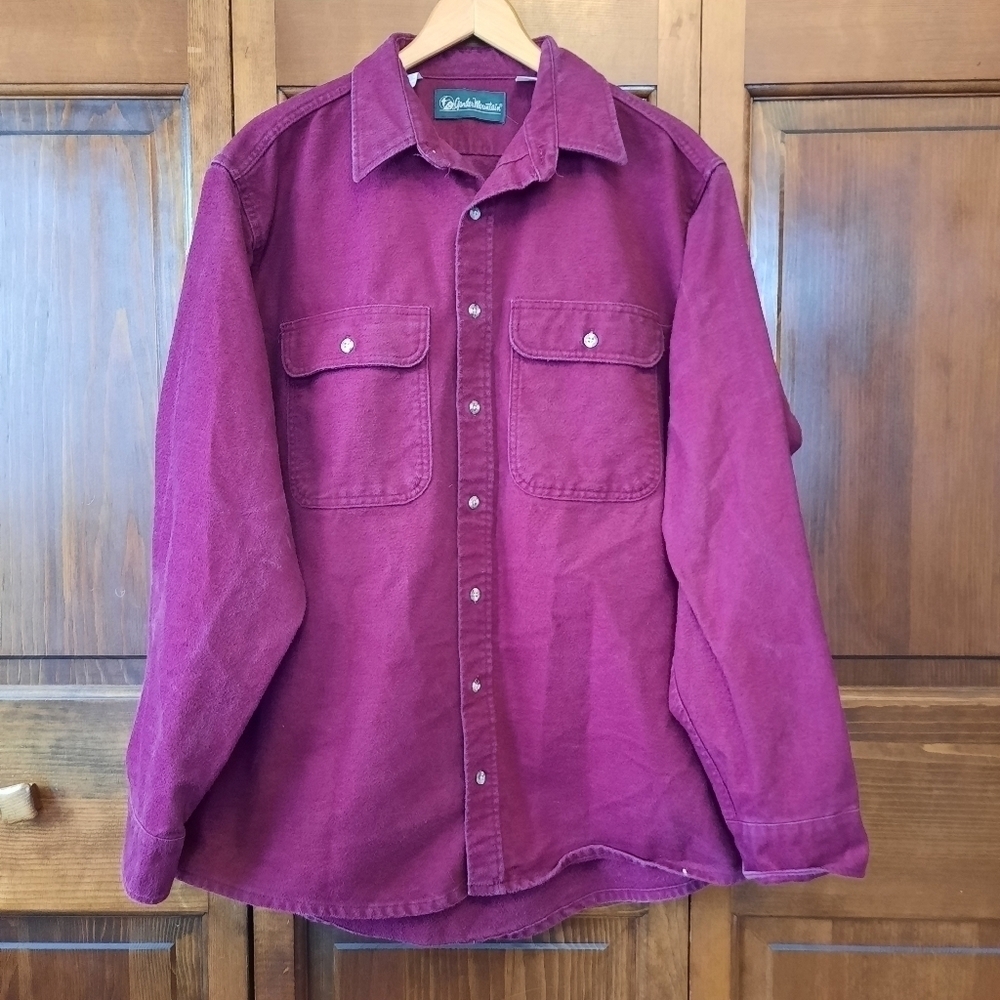 Gander Mountain Chamois burgundy Mar flannel button down shirt shacket XL Tall